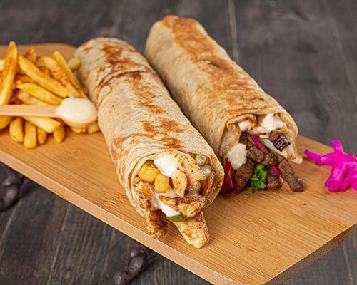 beef shwrma sandwich and chicken sandwich